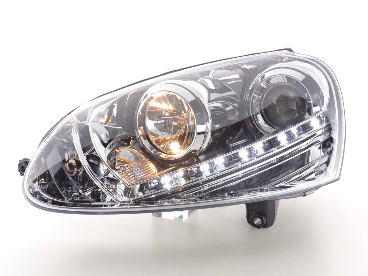 Scheinwerfer Set Daylight LED Tagfahrlicht VW Golf 5 Typ 1K 03-08 chrom Scheinwerfer Set Daylight LED Tagfahrlicht VW Golf 5 Typ 1K 03-08 chrom